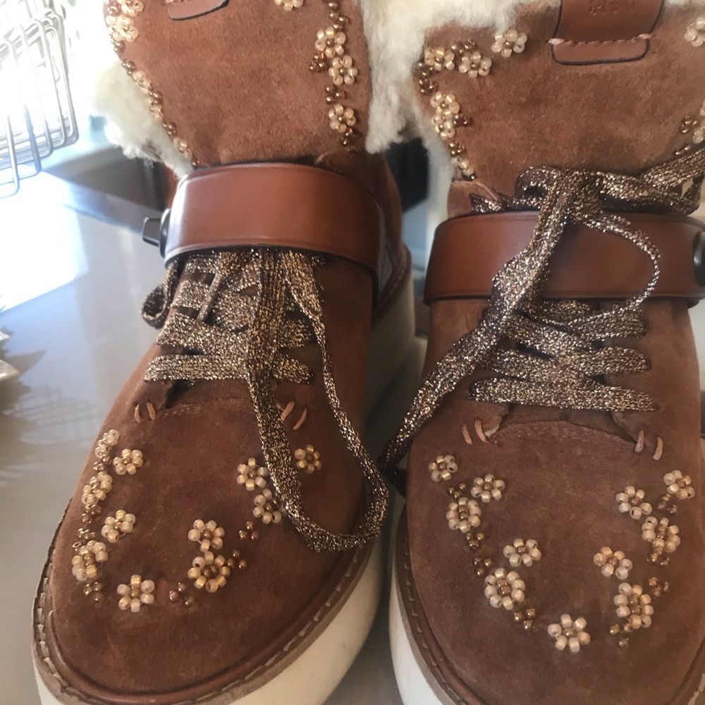 Coach suede fur lined boots